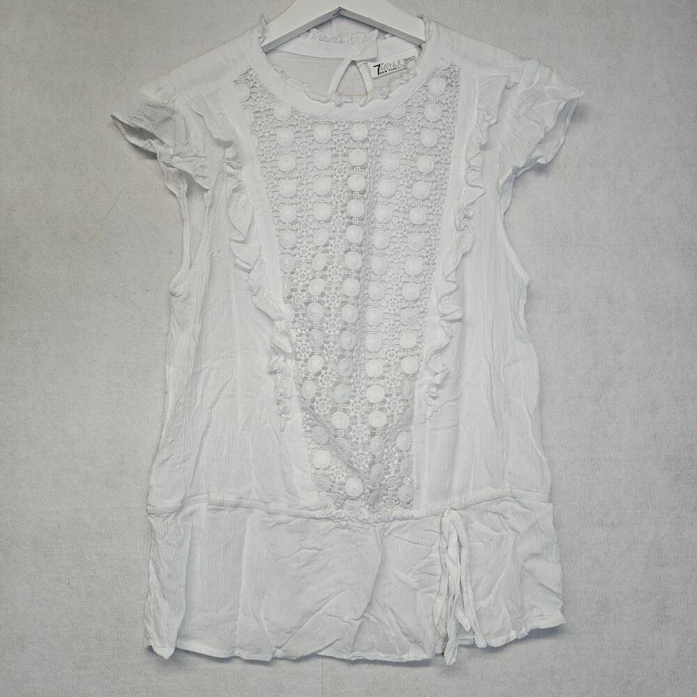 New York & Company 7th Avenue White Sleeveless Blouse Workwear Office Size Small